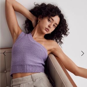 Textural-Knit One-Shoulder Sweater Tank